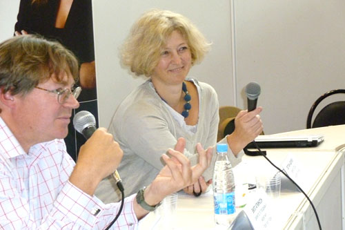 Will Atkinson speaking at the international Lounge